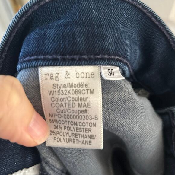 Rag & Bone "Coated Mae" Dark Wash High Rise Skinny Jeans - Picture 7 of 9